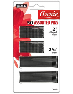 Annie 50ct Assorted Pins Black
