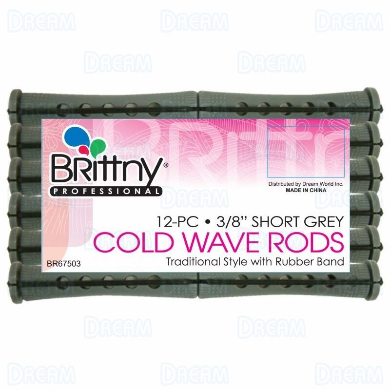 Short Brittny Cold Wave Rods 12pc Grey