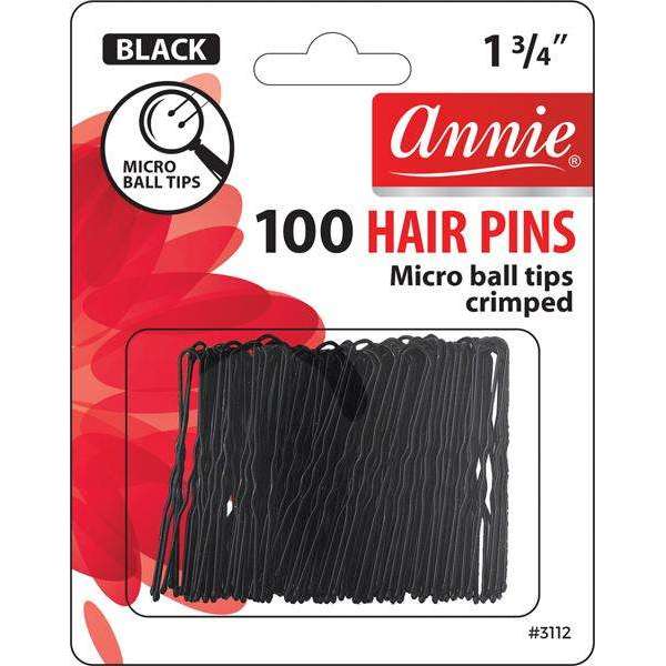Annie Hair Pins 1 3/4'' 100ct Black MicroBall Tip