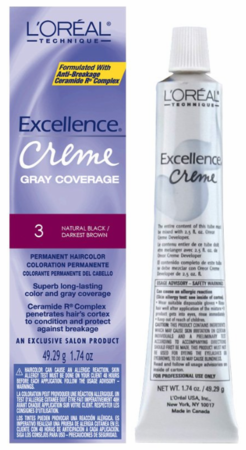 L'Oreal Excellence Creme Gray Coverage Natural Black/Darkest Brown #3